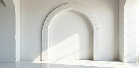 Whitewashed plaster walls with a decorative arch, arch, airy