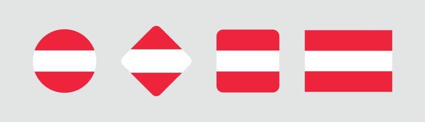 Vector Austria National Flag icon collection. Flag set of Austria various styles.