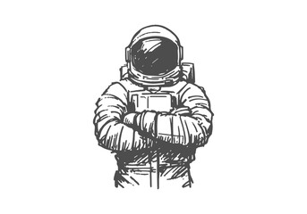 Astronaut hand drawn sketch vector illustration