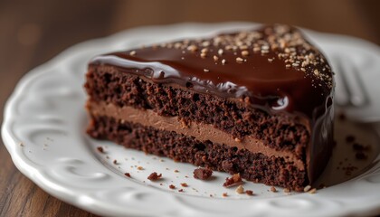  Decadent chocolate cake with a glossy ganache and a crumbly texture perfect for dessert and baking themes