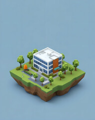 Obraz premium isometric city building, urban isometric background, 3d illustration