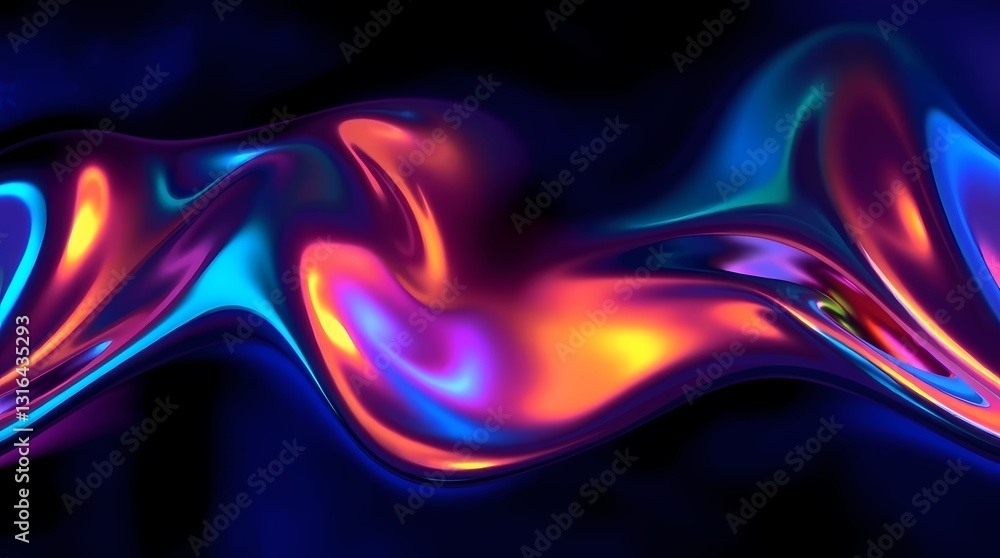Poster liquid color flow: a mesmerizing abstract image of liquid, reflecting light and smooth surfaces, exh