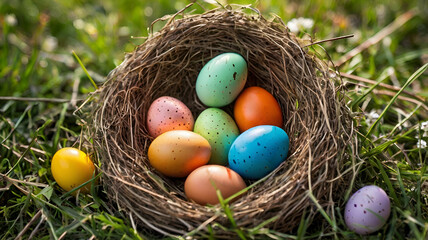 Obraz premium easter eggs in a nest