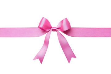 Pink ribbon bow on decorative element isolated