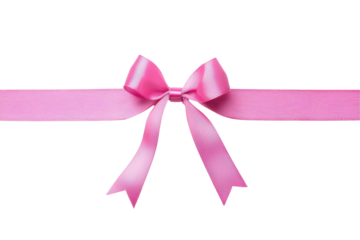 Pink ribbon bow on decorative element isolated