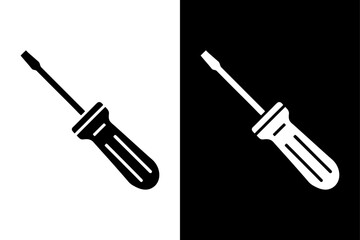 Fototapeta premium Stylized Hand Tool Screwdriver Icon Elegant Black and White Silhouette Design.
