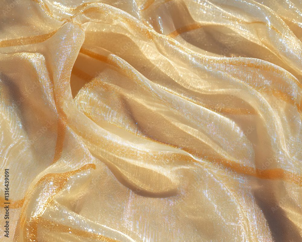 Poster delicate texture of shimmering golden fabric with subtle folds and light reflection creating a luxur