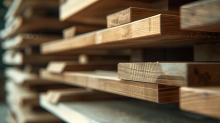A step-by-step assembly of a wooden shelf, showing pieces being put together.