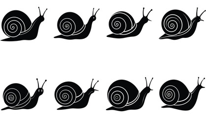 Snail Vector Shilhouette Bundle Set Icon.