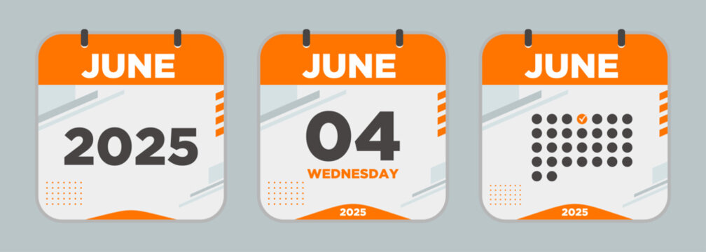 Modern Calendar icon. June. 2025 4 day. The concept of waiting for an important date. Day calendar with date June 4. Cheklist day calendar. Vector illustration.