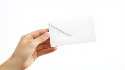 A person holds a plain white envelope with a subtle design, conveying a sense of simplicity and elegance.