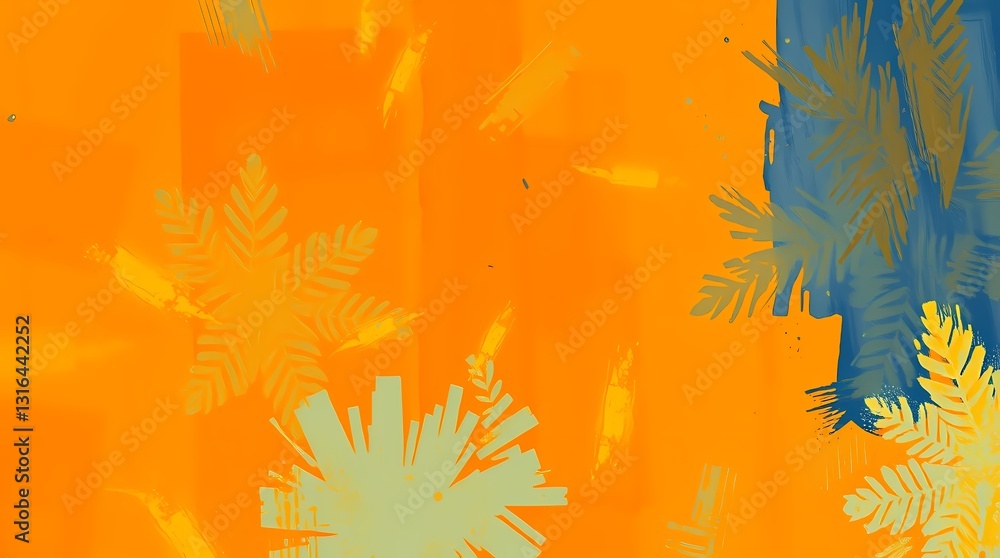 Aufkleber abstract botanical art: a vibrant and artistic abstract composition showcasing botanical elements wi