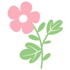 vector illustration of a pink flower and green leaves
