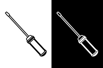 Obraz premium Classic Screwdriver Icon Black and White Silhouette Vector for Technical & Industrial Use.