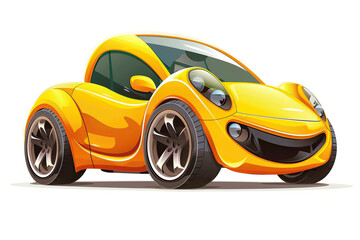 Beautiful colorful fictional cartoon car with pronounced headlights, abstract vivid composition consists of fictional unreal fantastic vision on background