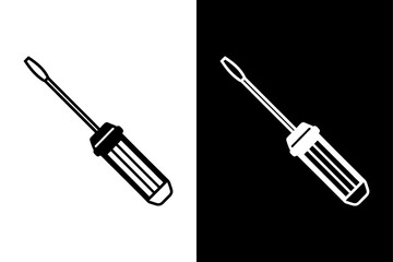 Fototapeta premium Simple Screwdriver Icon High-Quality Black and White Silhouette Vector.