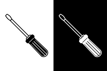 Fototapeta premium Simple Screwdriver Icon High-Quality Black and White Silhouette Vector.