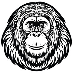 Fototapeta premium A vector silhouette image of a orangutan (5).eps