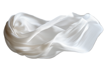 Premium silk scarf floating in the air on a transparent background