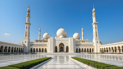 Fototapeta premium Muscat, Oman - completed in 2001 and with a total capacity of up to 20,000 worshipers, the Sultan Qaboos Grand Mosque is the largest mosque in Oman and a main attraction in Muscat