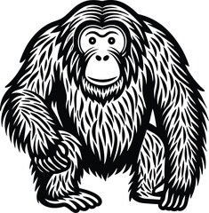 Fototapeta premium A vector silhouette image of a orangutan (23).eps