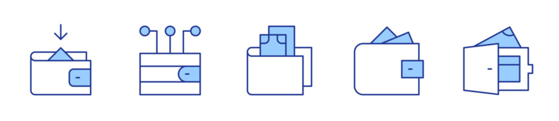 digital wallet, wallet. Wallet Icon vector illustration. Line Duotone style. Editable stroke