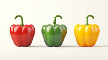Vibrant Red, Green, and Yellow Bell Peppers: A 3D Render AI Generated