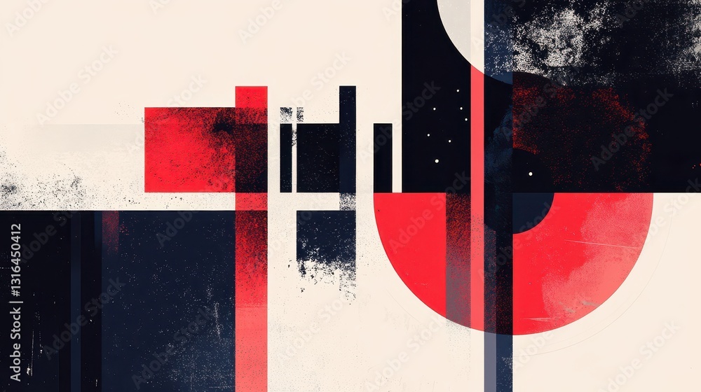 Poster abstract geometric shapes and colors creating an interesting modern design