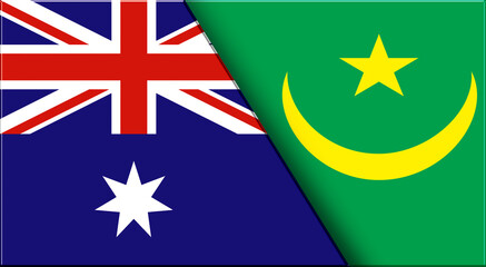 Flags of Australia and Mauritania. Australian and Mauritanian National flags