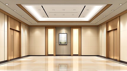 Obraz premium Elegant Office Lobby: A 3D Render of Modern Interior Design AI Generated