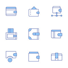 Wallet icons set. Line Duotone style, editable stroke. ecommerce, wallet