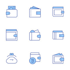 Wallet icons set. Line Duotone style, editable stroke. purse, wallet.
