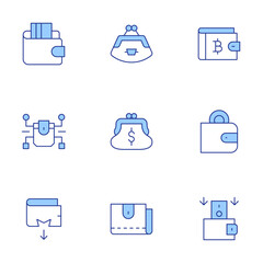 Wallet icons set. Line Duotone style, editable stroke. purse, wallet.