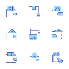 Wallet icons set. Line Duotone style, editable stroke. wallet