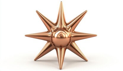 Obraz premium Copper Starburst Sculpture Abstract 3D Render on White Background