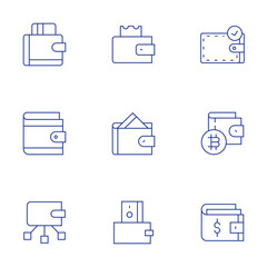 Wallet icons set. Thin Line style, editable stroke. wallet, digital wallet, money management
