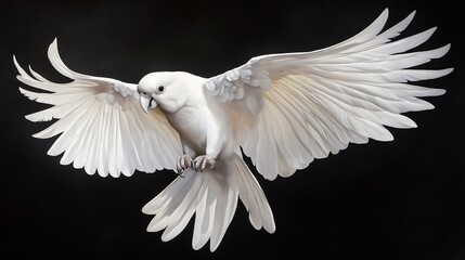 Fototapeta premium white parrot on green background 
