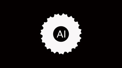 Ai computing neon animatioMotion graphic of 3D Blue digital AI letter logo with grid and rotation circle line connection ai technology iconn illustration.
