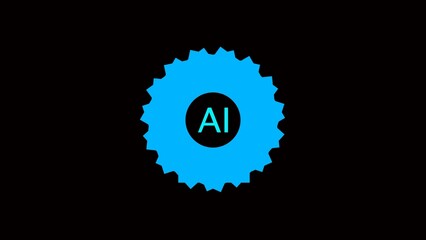 Motion graphic of Blue digital AI logo with futuristic technology . Chat with AI or artificial intelligence technology. Use AI technology by inputting, deep	