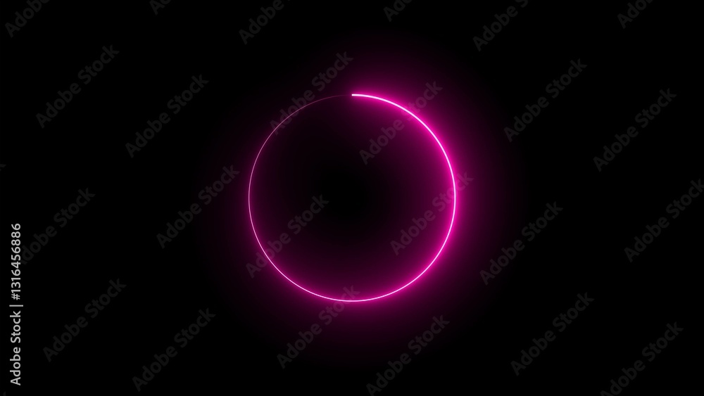 Poster neon circle frame technology. abstract seamless loop neon circle. blue neon circles hi-tech motion b