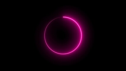 Neon circle frame Technology. Abstract seamless loop neon circle. Blue neon circles hi-tech motion background seamless loop. repetitive motion iiiustration. isolated on black.