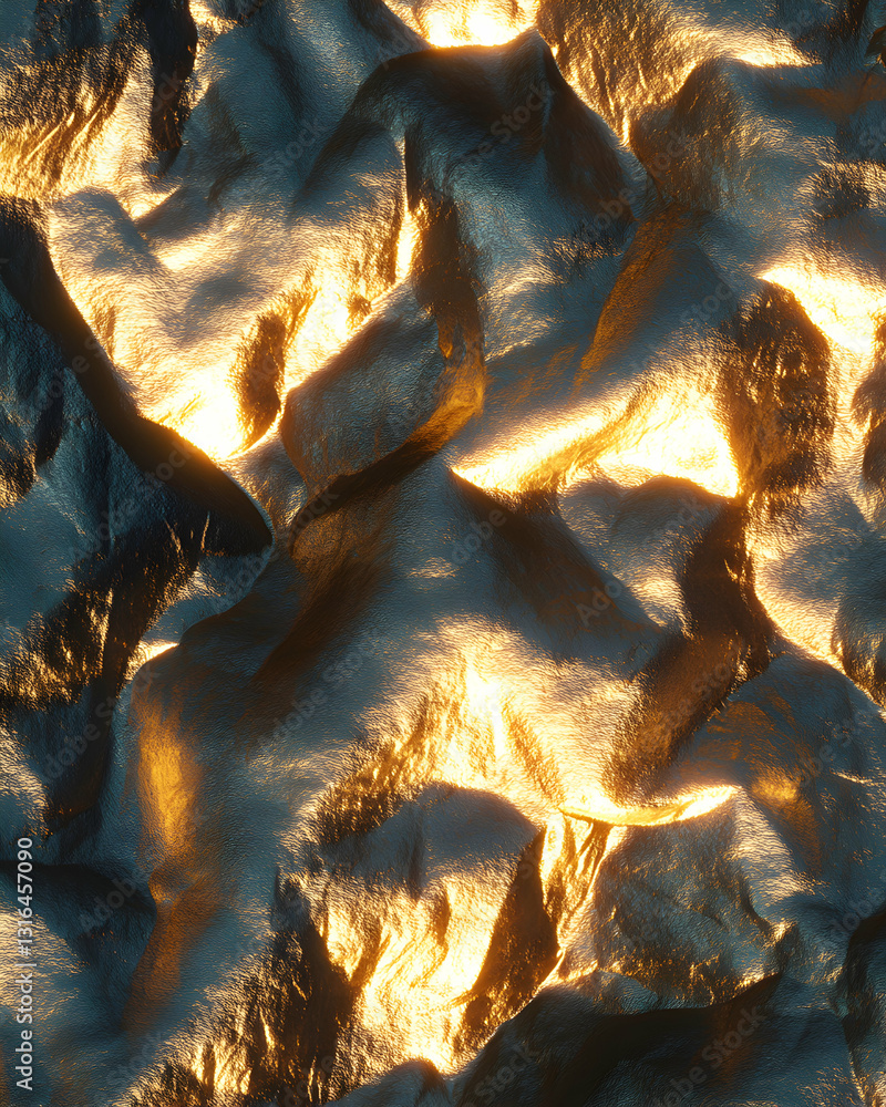 Poster intricate folds of golden foil create an abstract textured surface with a luxurious and elegant feel