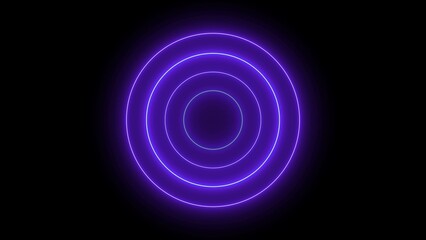 Neon circle frame Technology. Abstract seamless loop neon circle. Blue neon circles hi-tech motion background seamless loop. repetitive motion iiiustration. isolated on black.