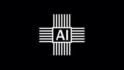 Motion graphic of Blue digital AI logo with futuristic technology . Chat with AI or artificial intelligence technology.
