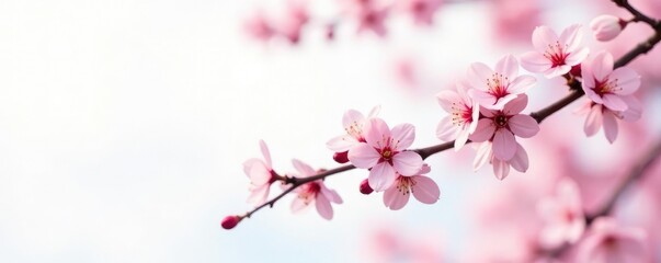 Obraz premium Delicate cherry blossom branches on white background, flora, blossoms