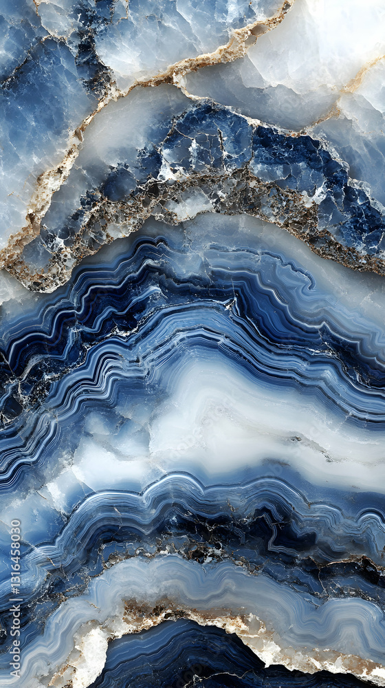 Poster mesmerizing abstract marble texture with swirling blue and white patterns