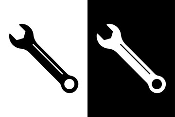 Simple Spanner Icon – High-Quality Black and White Silhouette Vector.