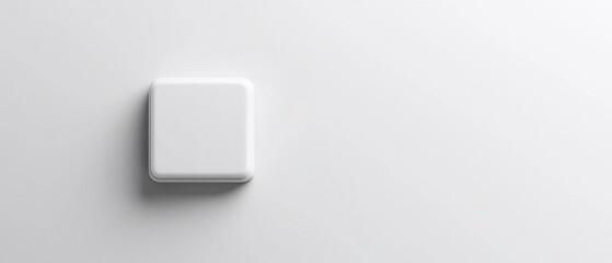 White square object, rounded edges, on a plain white surface with soft shadow