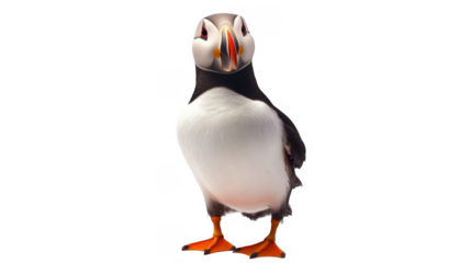 Atlantic Puffin Bird Isolated on Black Background