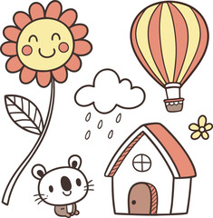 Set of Various cute things in doodle style (1).eps